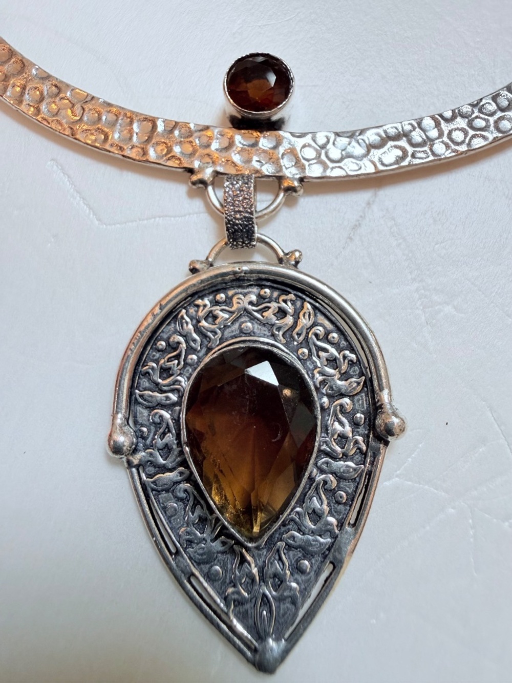 Beautiful Smoky Topaz and Sterling Silver Necklace